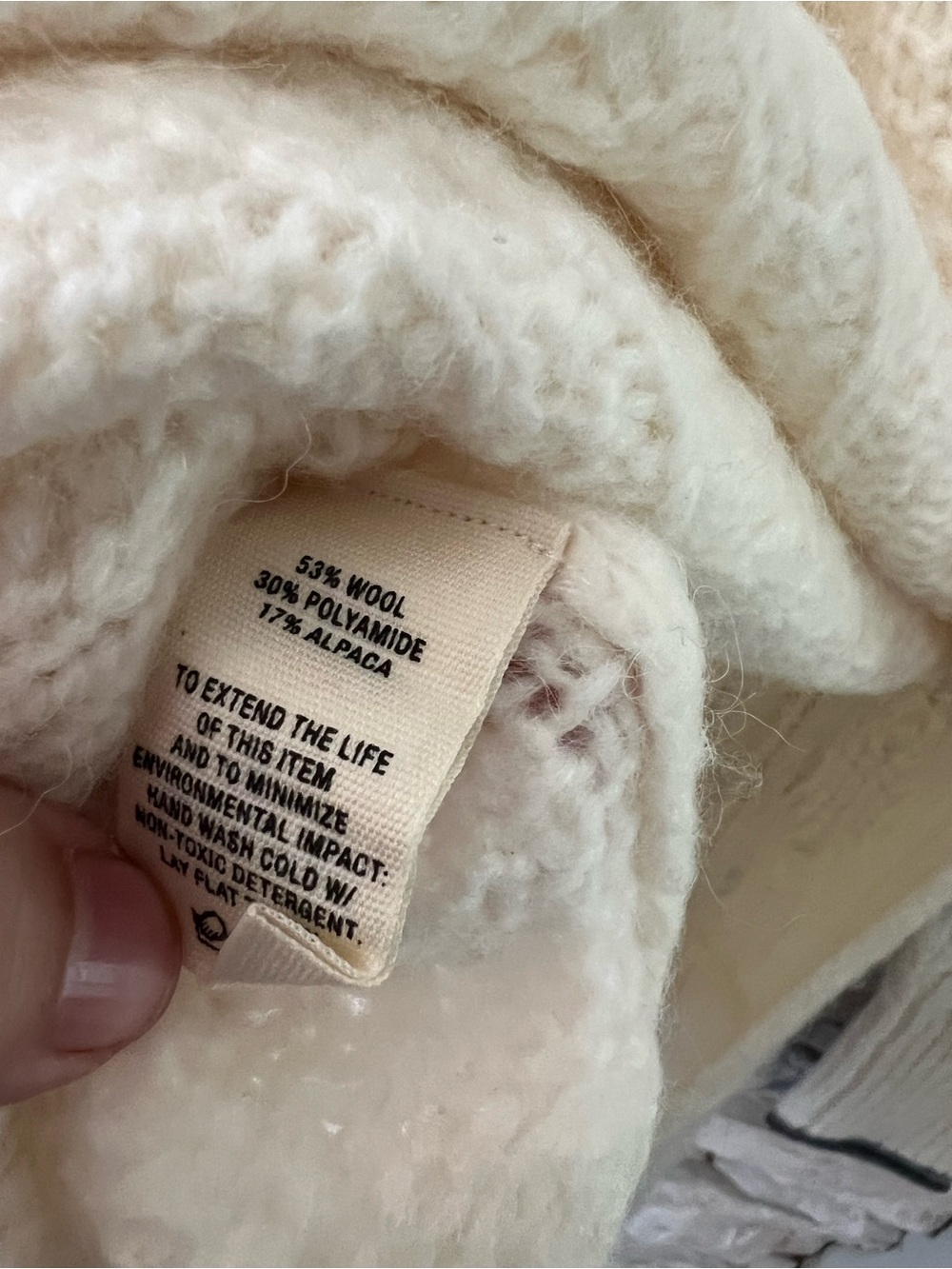 Alex Mill Wool Alpaca Cream Cable Knit Roll Neck Sweater NWT Size M - Picture 7 of 10